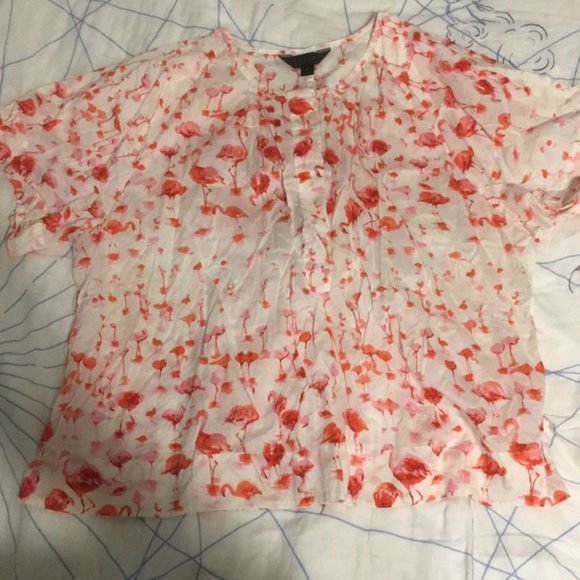 J. Crew Flamingo Print Boxy Crop Top NWT - Picture 5 of 6